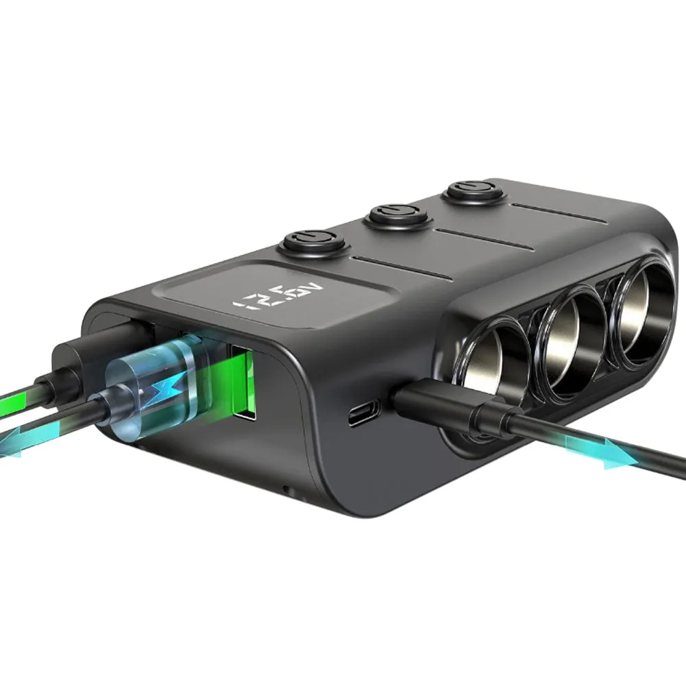 GC01 Car Cigarette Lighter 120W USB PD Fast Charge Adapter 3