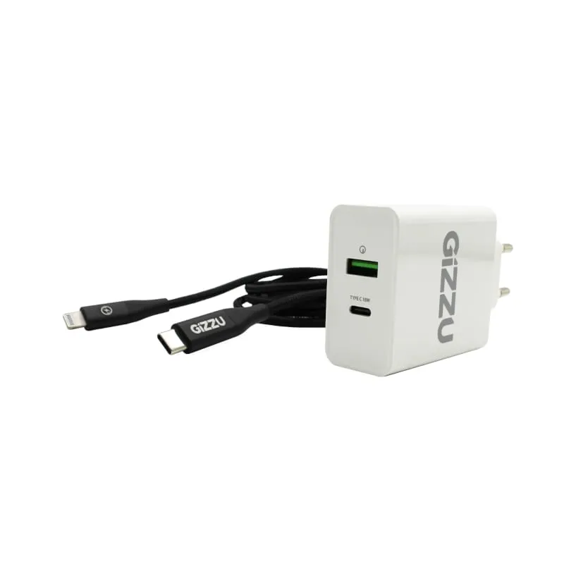 Gizzu Charger 2 Port 36W With Lightning 1.2M Cable