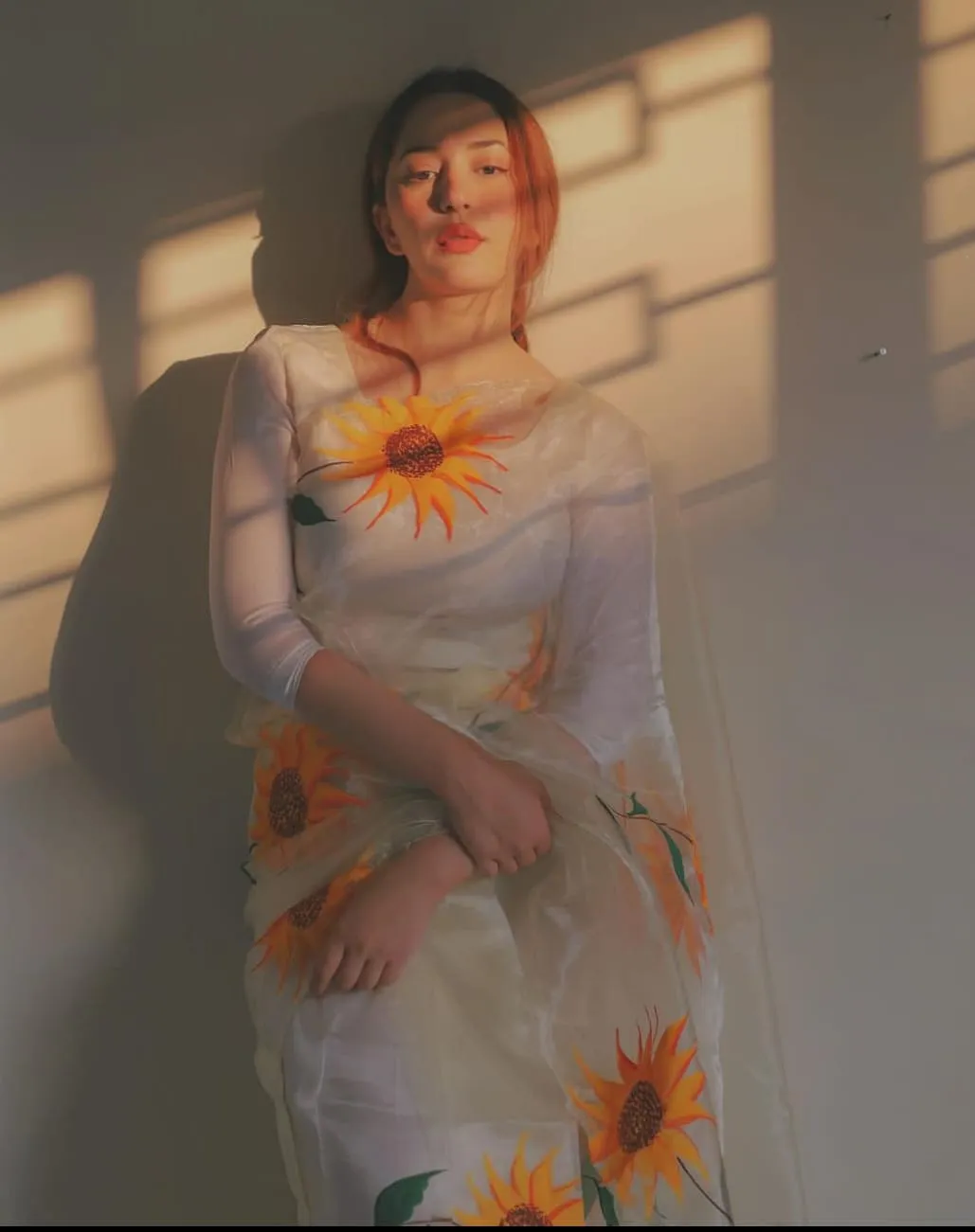 Glass Organza - Hand Painted:  Dakota Sunflower