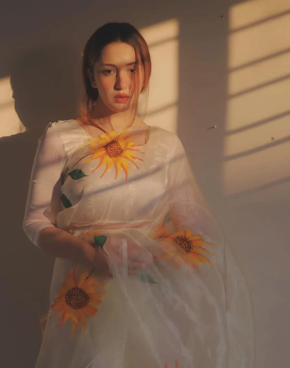 Glass Organza - Hand Painted:  Dakota Sunflower