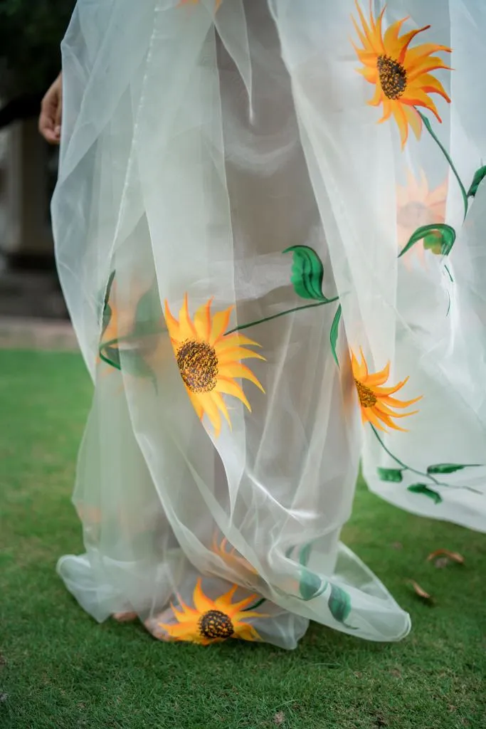 Glass Organza - Hand Painted:  Dakota Sunflower
