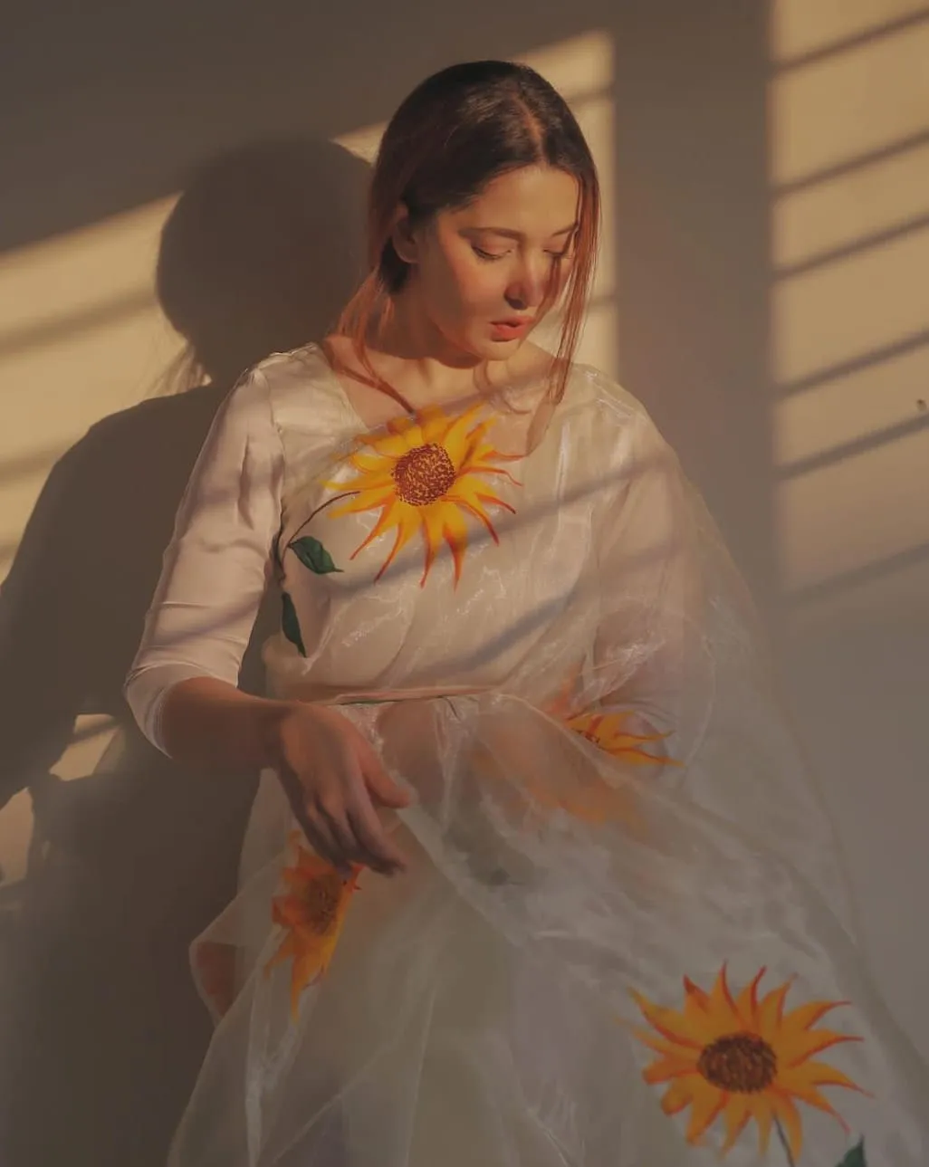 Glass Organza - Hand Painted:  Dakota Sunflower