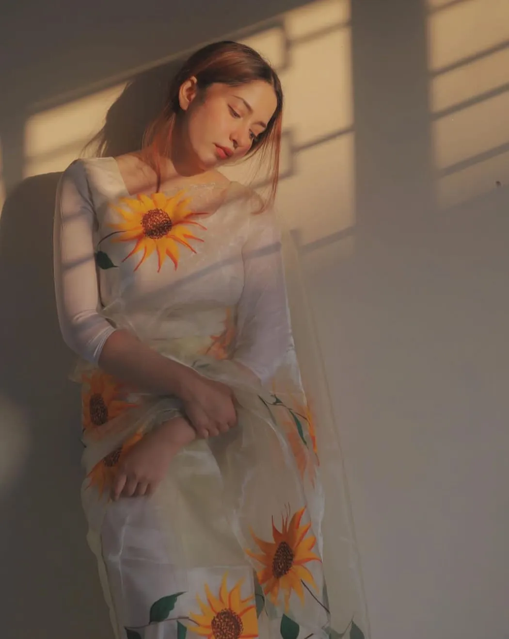 Glass Organza - Hand Painted:  Dakota Sunflower