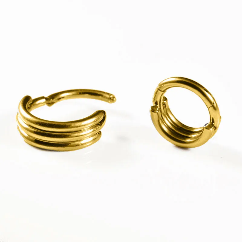 Gold Clicker Ring with Triple Bands