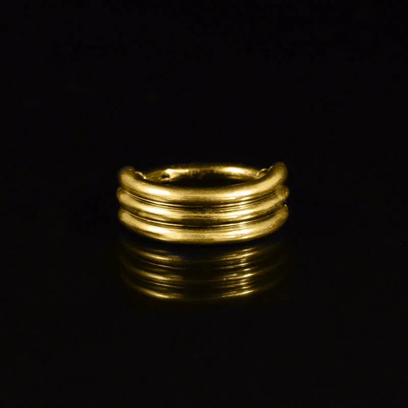 Gold Clicker Ring with Triple Bands