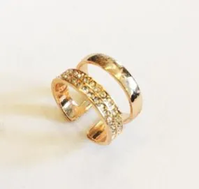 Gold "Two Ring Look", Adjustable Costume Ring