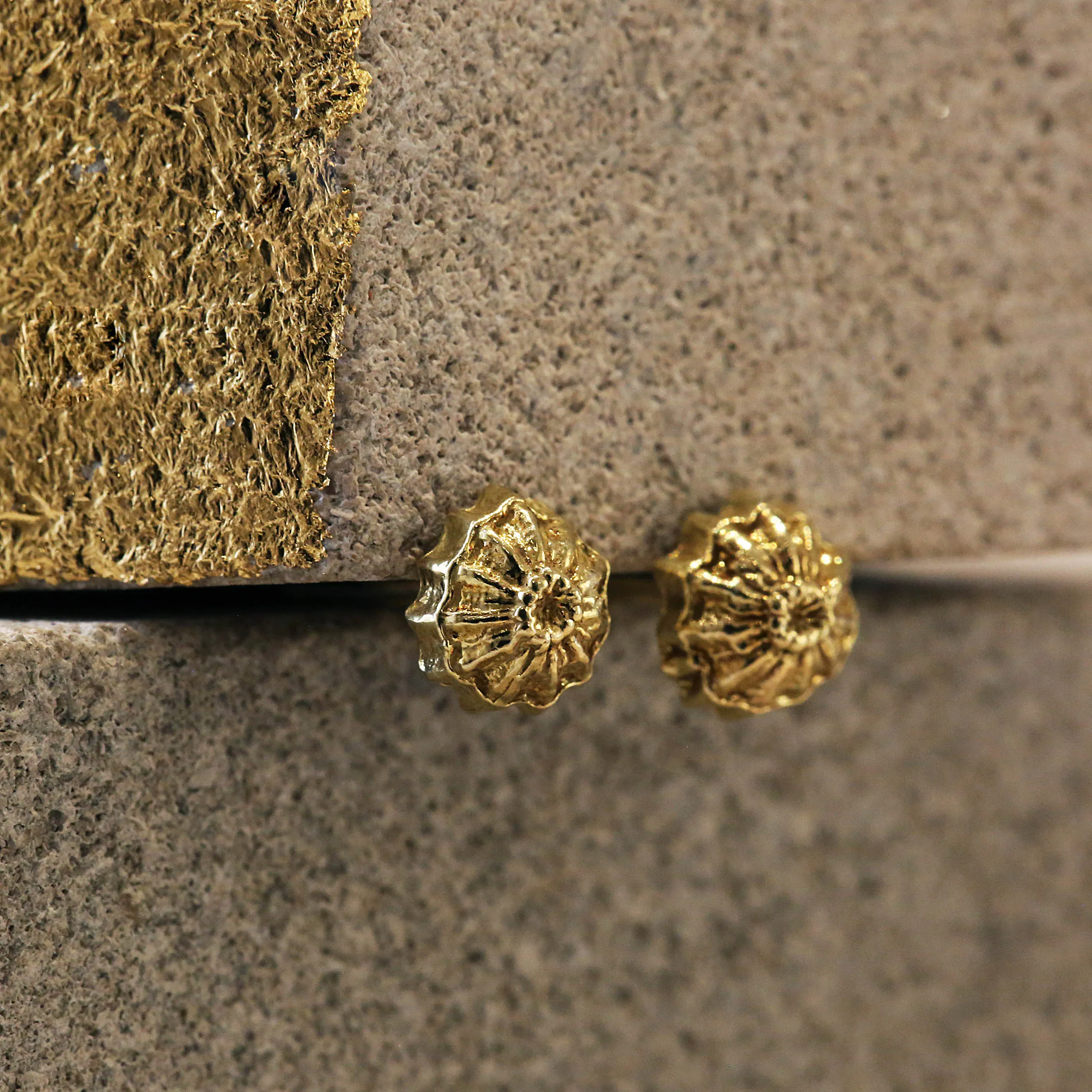 Gold Umbrella Pod Stud Earrings