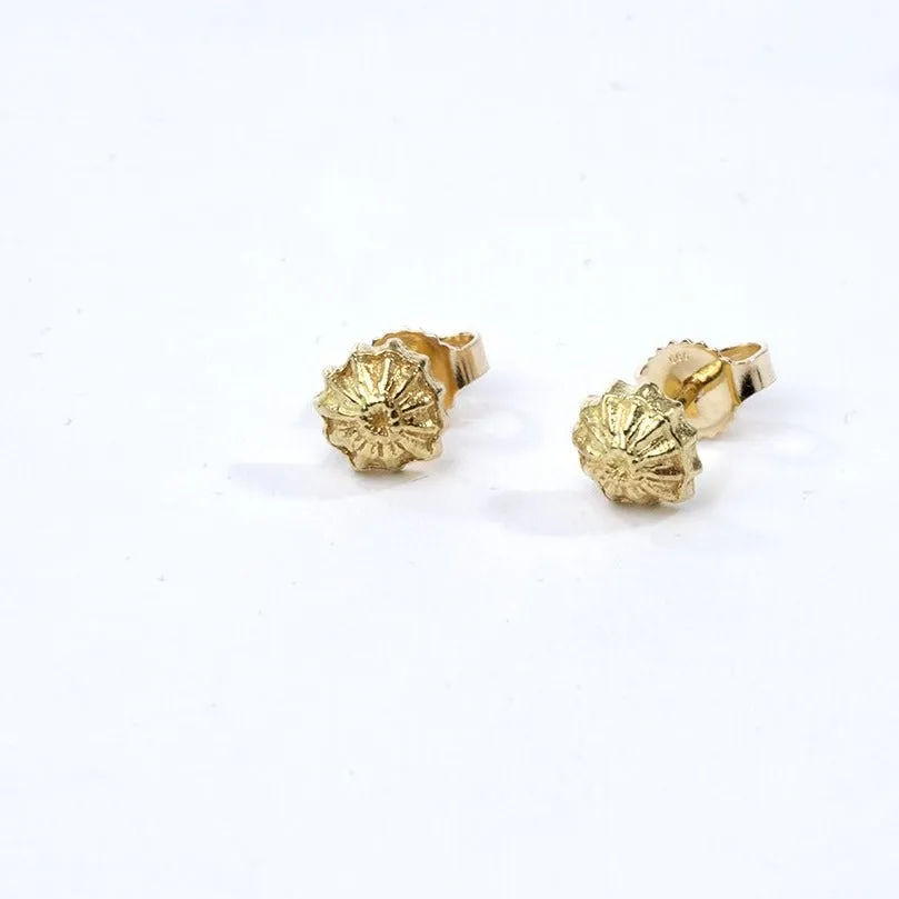 Gold Umbrella Pod Stud Earrings