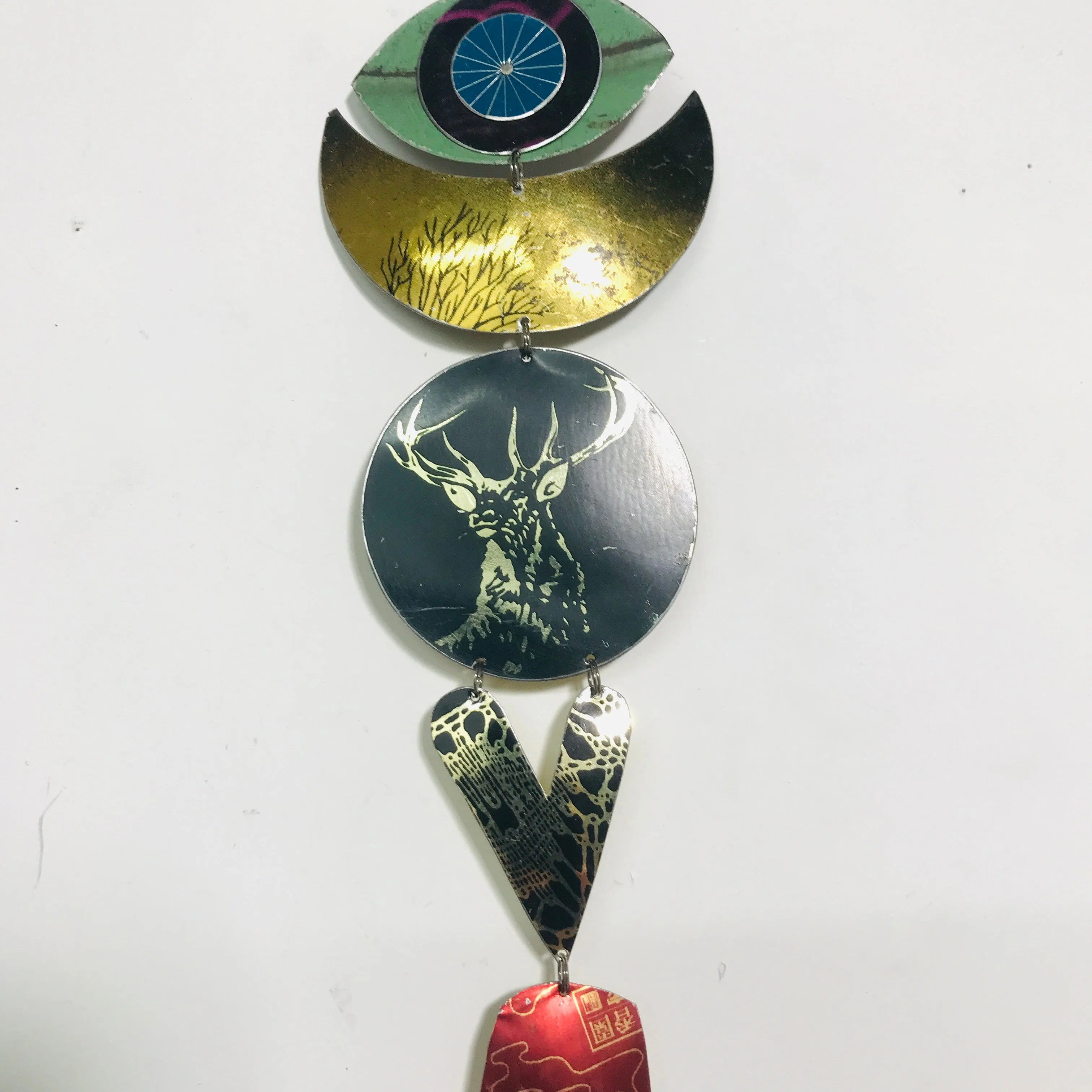 Golden Stag Protective Eye Talisman Wall Hanging