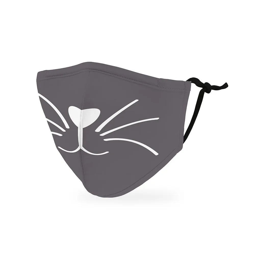 Grey Kitty Print Kids Protective Cloth Face Mask
