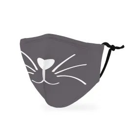 Grey Kitty Print Kids Protective Cloth Face Mask