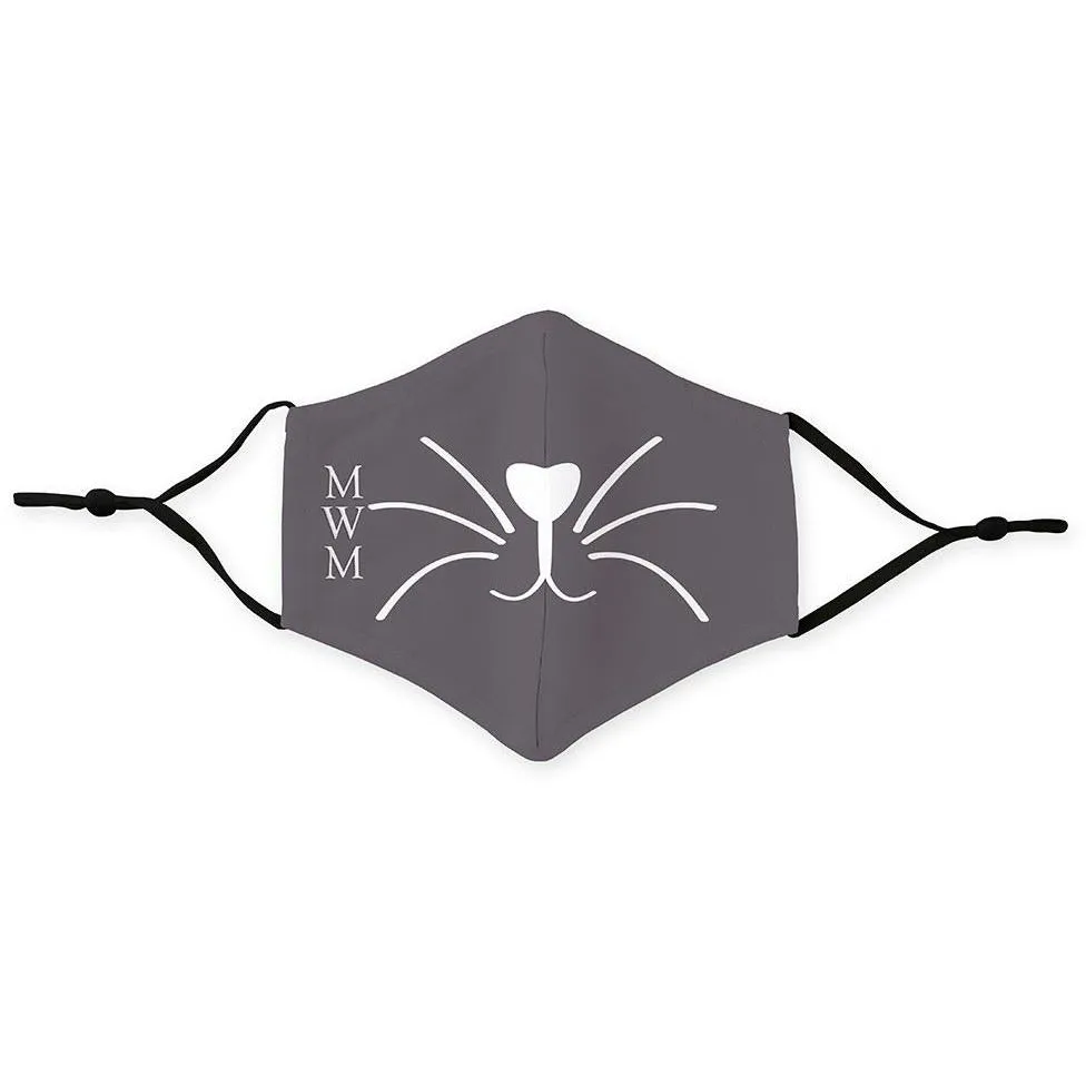 Grey Kitty Print Kids Protective Cloth Face Mask