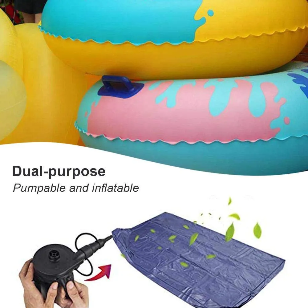 Hamkaw Portable Air Mattress Pump, Hamkaw Quick-Fill Electric Air Pump With 3 Nozzles, Convenient Inflator Deflator For Inflatables, Air Mattress,Raft Boat,Pool, Black