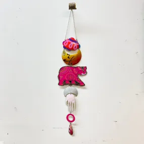 Hot Pink Elephant Protective Eye Talisman Wall Hanging