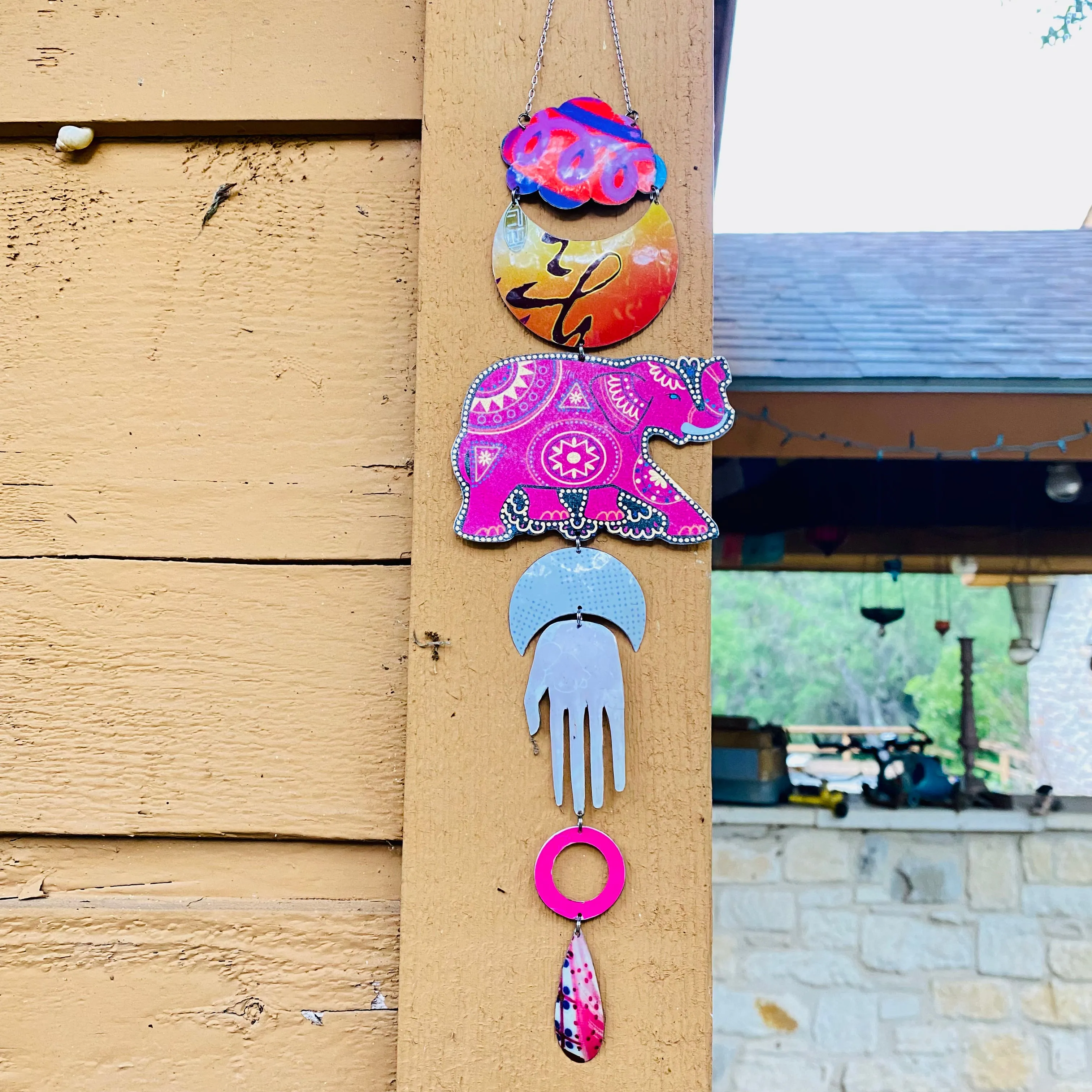 Hot Pink Elephant Protective Eye Talisman Wall Hanging