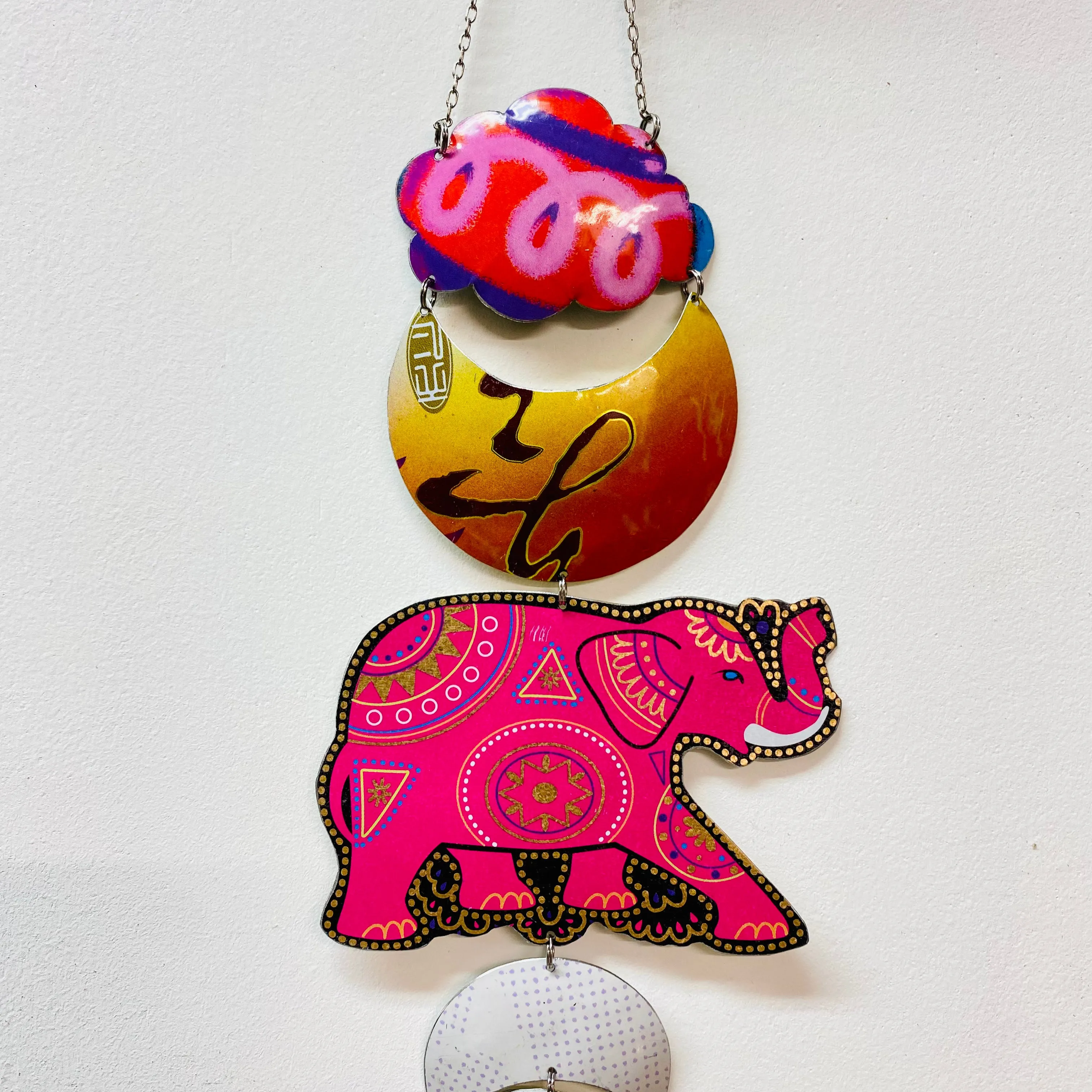 Hot Pink Elephant Protective Eye Talisman Wall Hanging