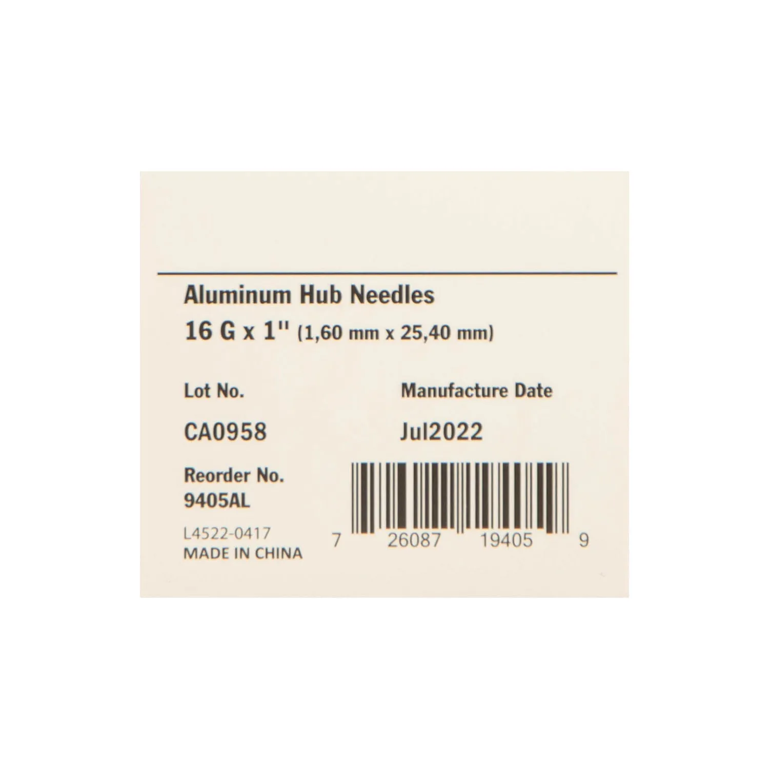 Ideal Aluminum Hub Needles, Box of 100