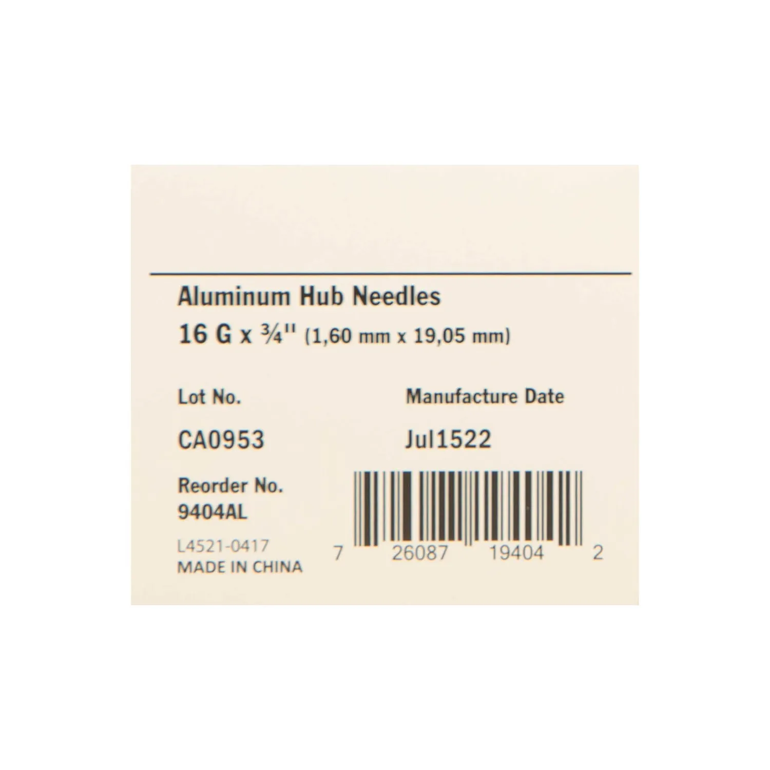 Ideal Aluminum Hub Needles, Box of 100