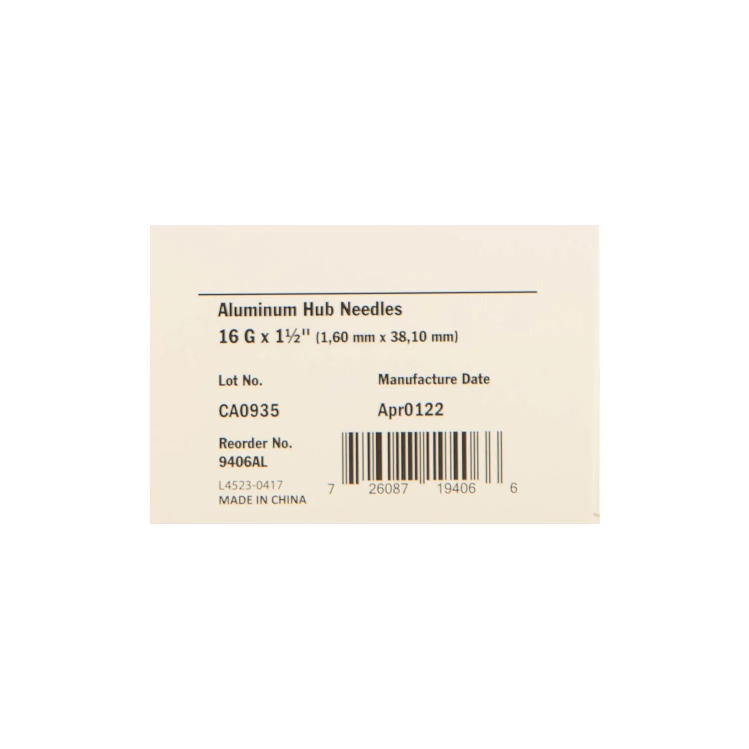 Ideal Aluminum Hub Needles, Box of 100