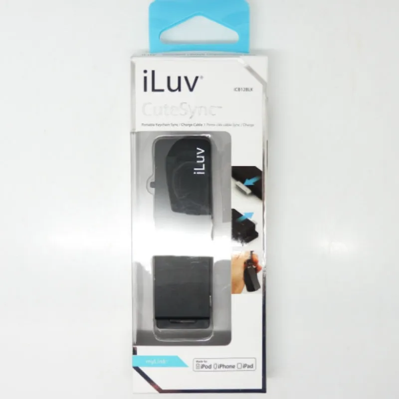 iLuv CuteSync Black Portable Keychain Sync with Charging Cable iCB12BLK