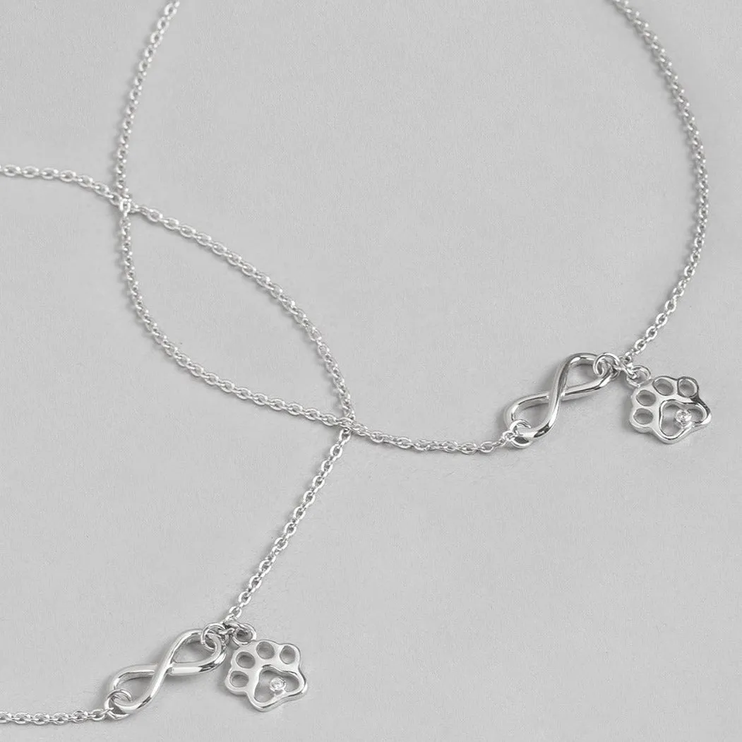 Infinity and Paw 925 Sterling Silver Anklets