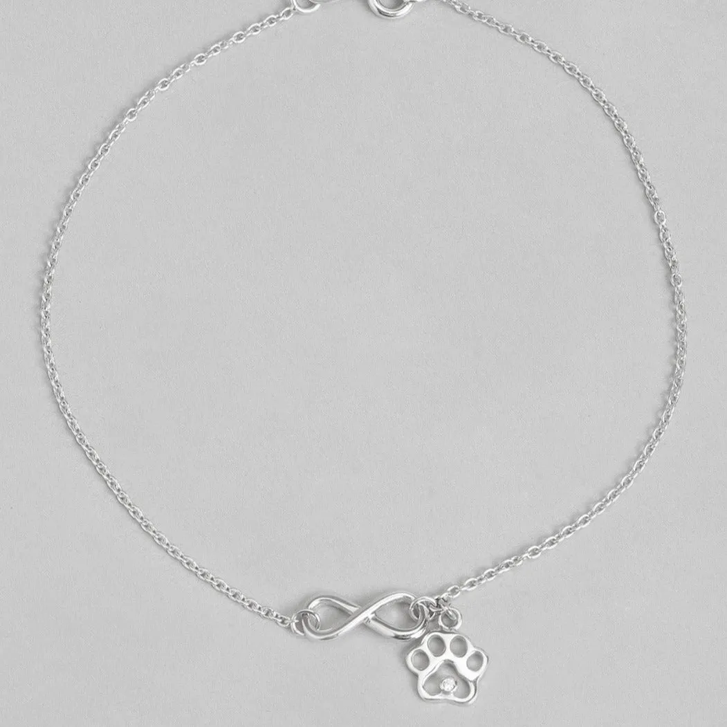 Infinity and Paw 925 Sterling Silver Anklets