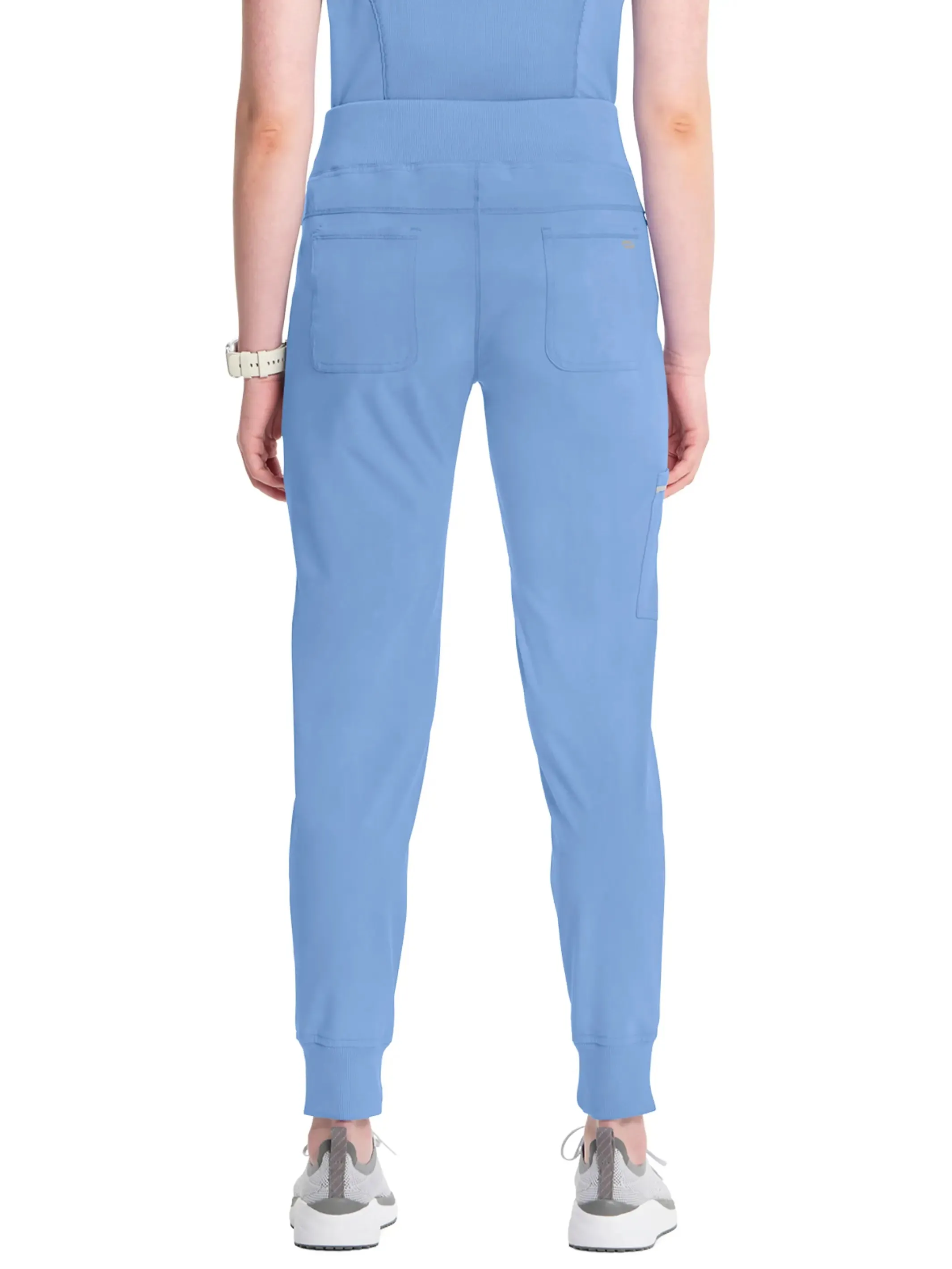 Infinity Women's Scrub Set Mock Wrap Top & Joggers | Ceil Blue