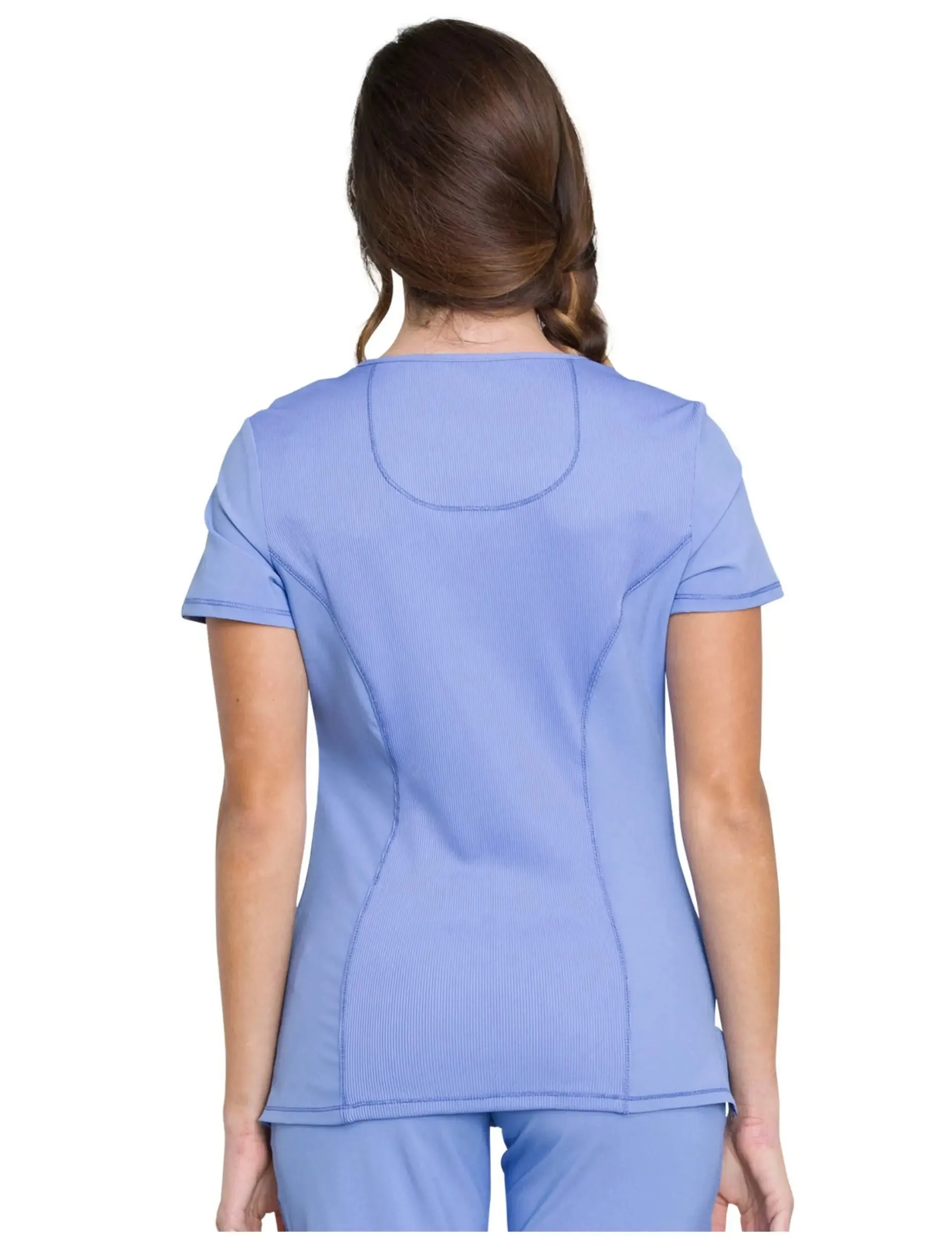 Infinity Women's Scrub Set Mock Wrap Top & Joggers | Ceil Blue
