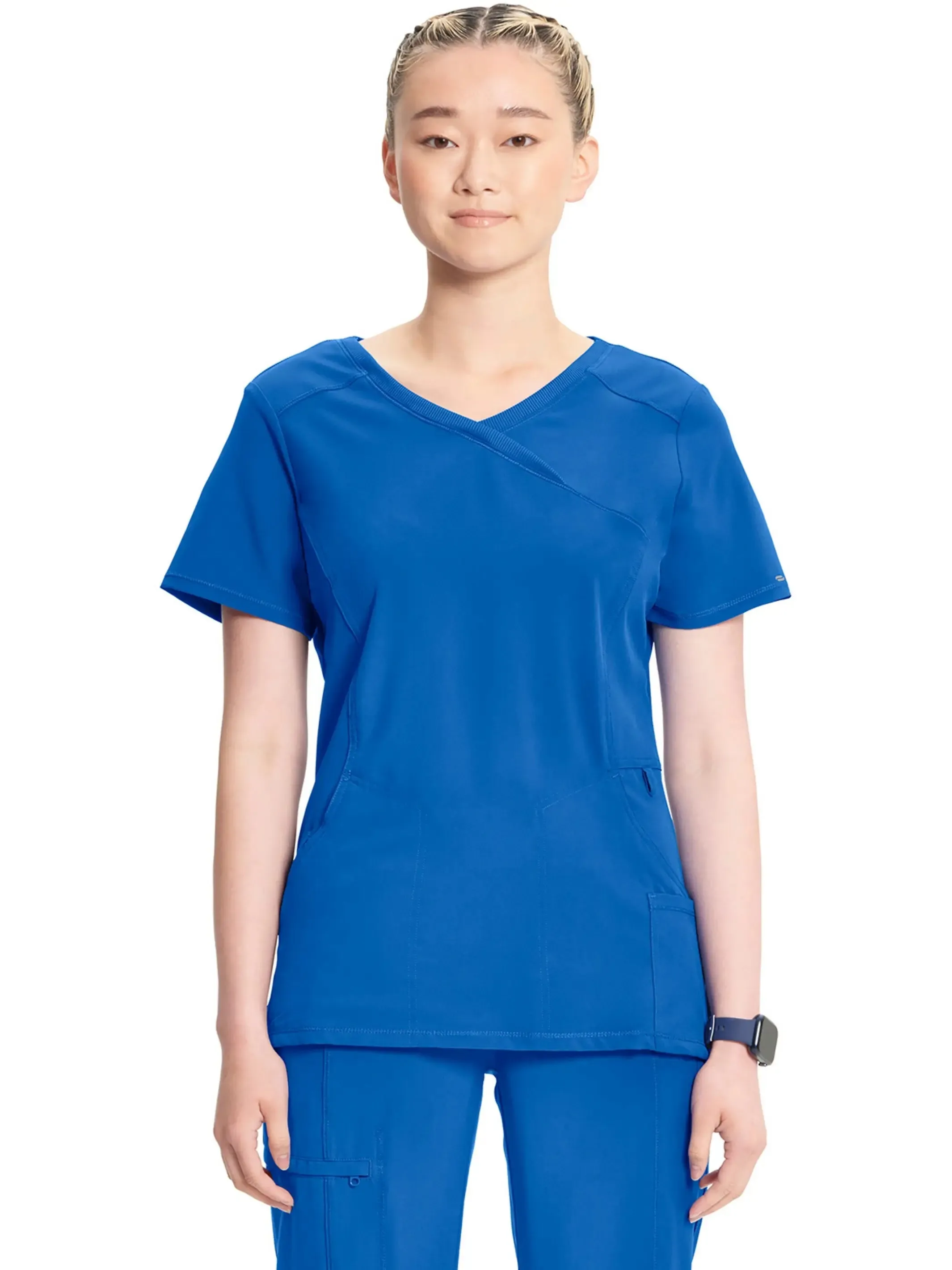 Infinity Women's Scrub Set Mock Wrap Top & Joggers | Royal Blue