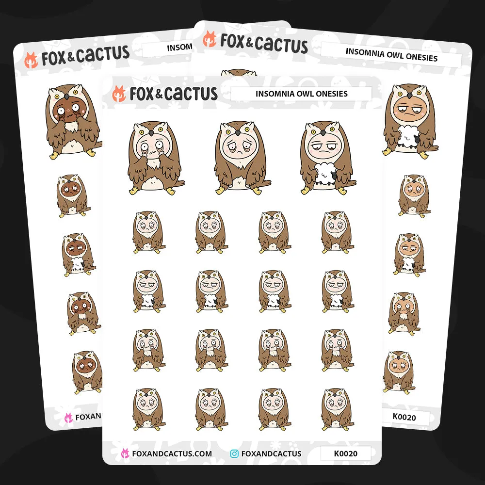 Insomnia Owl Onesie Kawaii Girl/Guy Stickers
