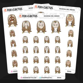 Insomnia Owl Onesie Kawaii Girl/Guy Stickers
