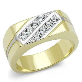 Jewellery Kingdom Signet Pinky Cubic Zirconia Steel Two Tone classy Mens Ring (Gold)