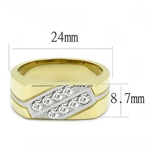Jewellery Kingdom Signet Pinky Cubic Zirconia Steel Two Tone classy Mens Ring (Gold)