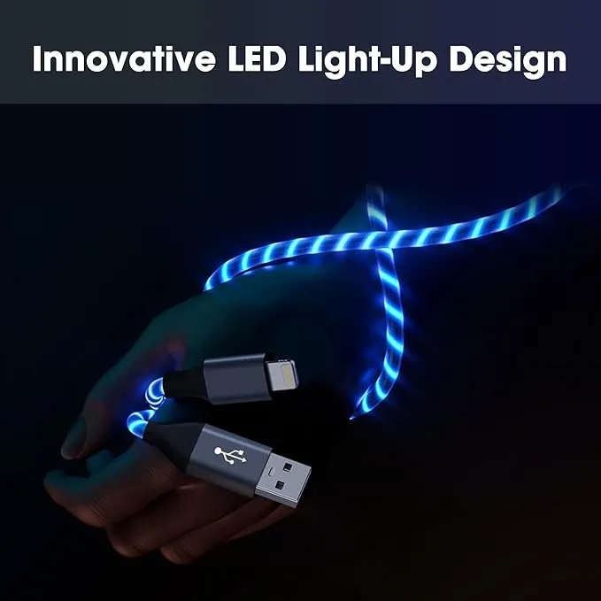 KickPower Light-Up iPhone Charger Cord, 3.28 Feet