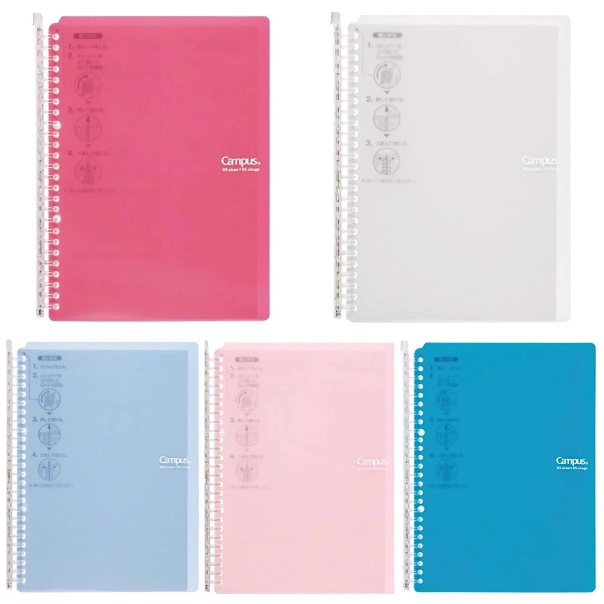 Kokuyo B5 Campus LIGHT PINK B5 Smart Ring Binder Notebook Sp706 26 Rings "Lay Flat" | 60 Sheets