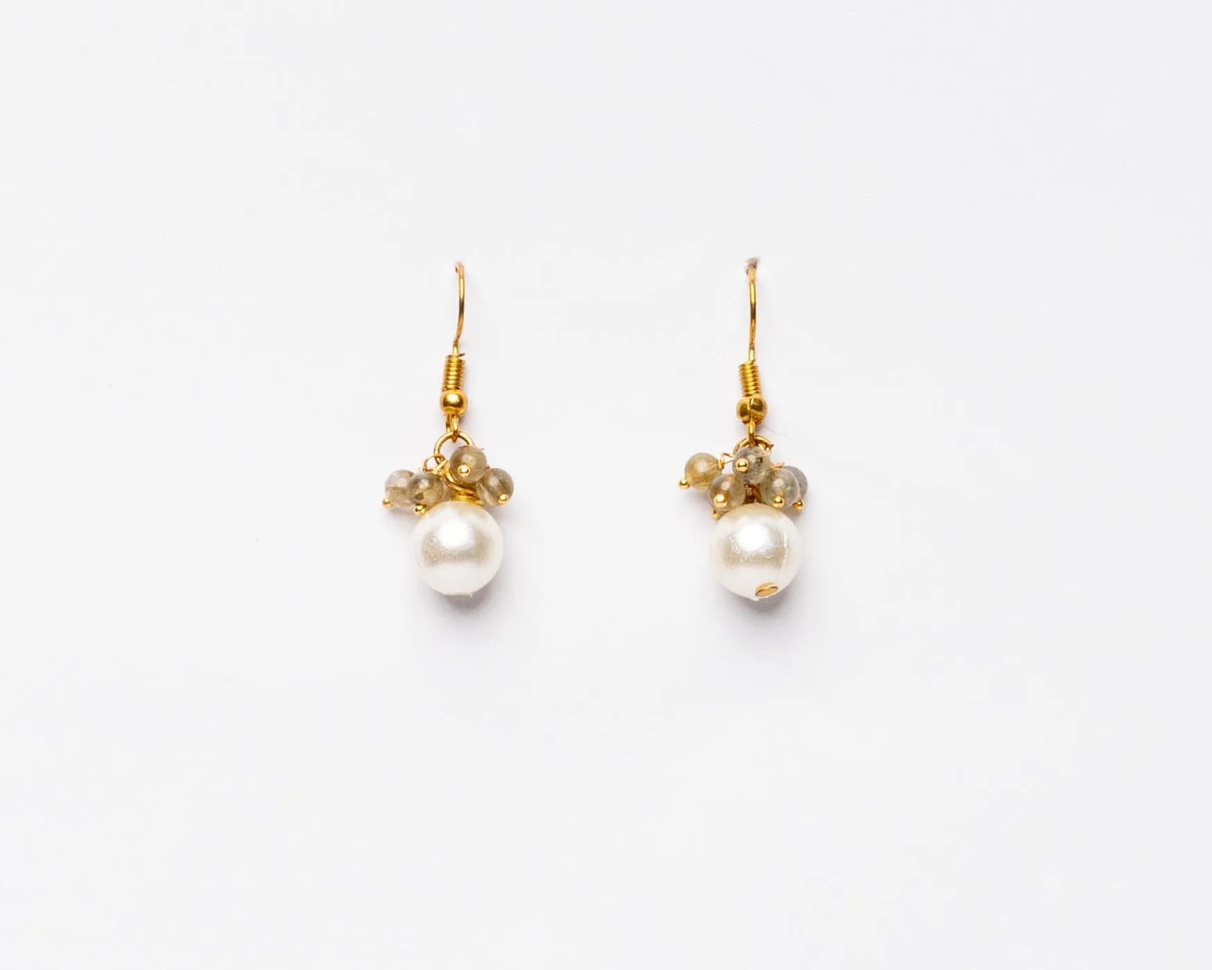 Labradonite With Pearl Earrings