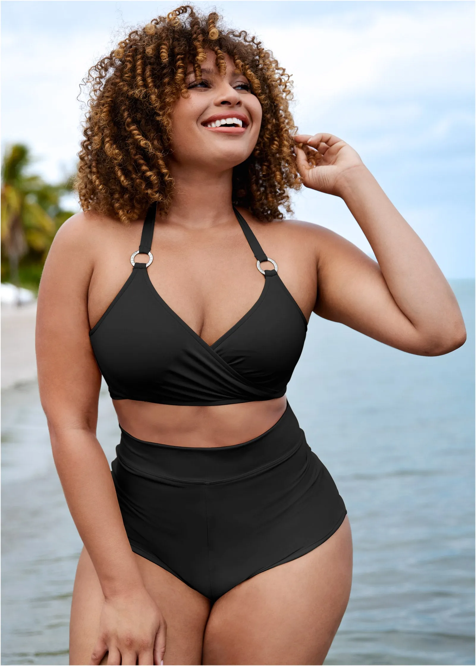Laguna Wrap Bikini Top - Black Beauty