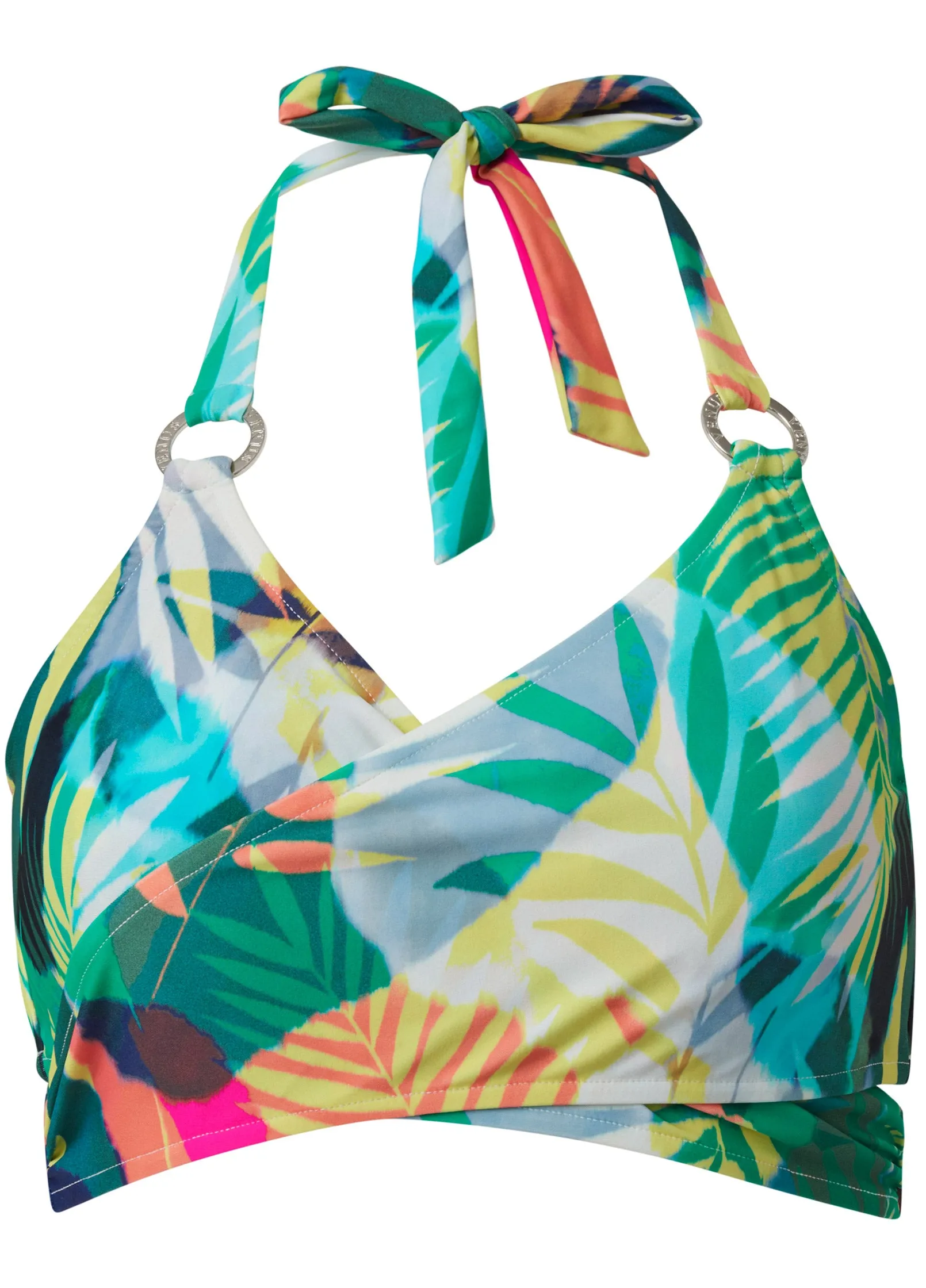 Laguna Wrap Bikini Top - Vibrant Palms