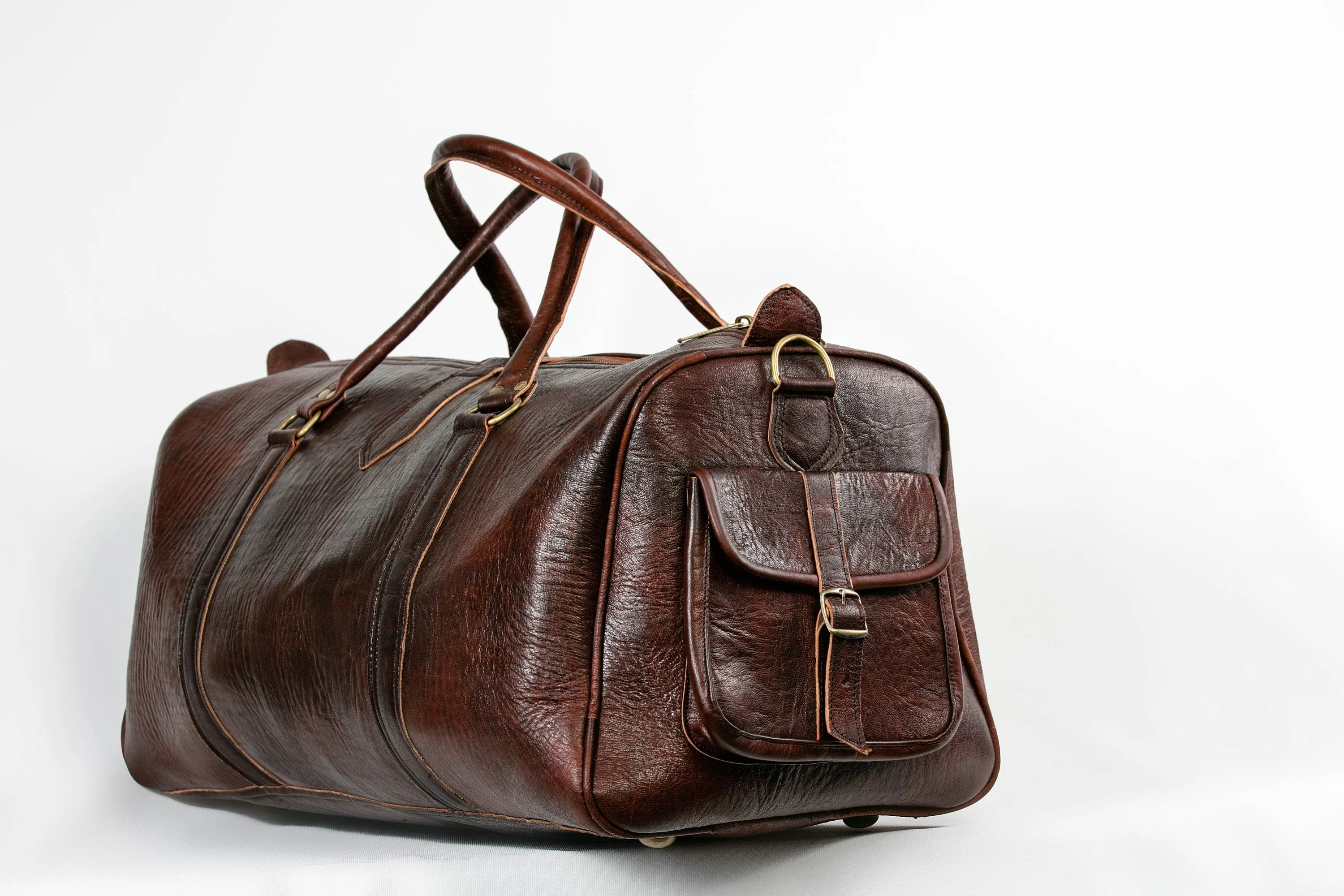 Leather bag luggage, Weekender Vintage Men's Genuine large brown weekend Travel, Waxed Duffle Bag