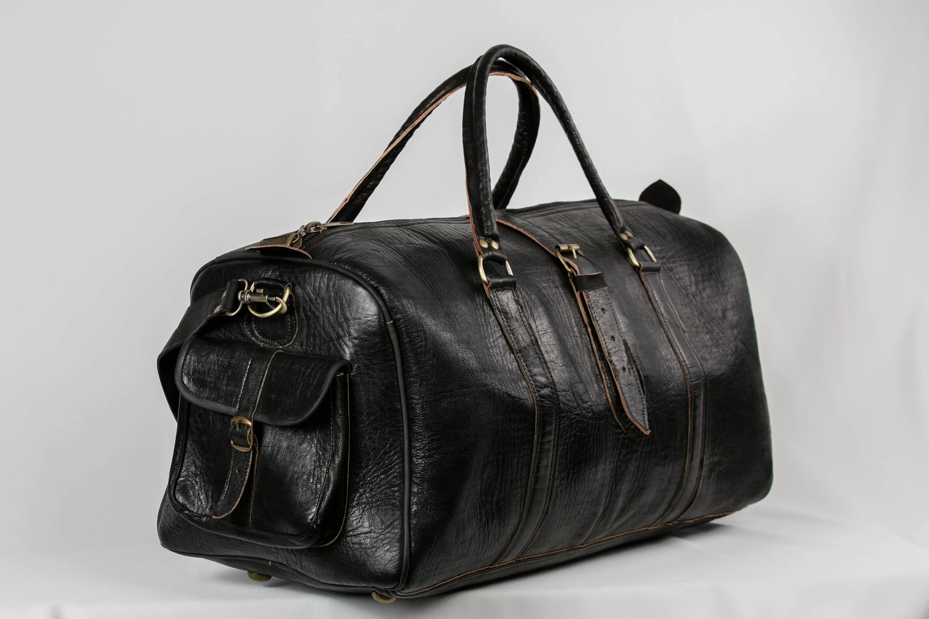 Leather bag luggage, Weekender Vintage Men's Genuine large brown weekend Travel, Waxed Duffle Bag
