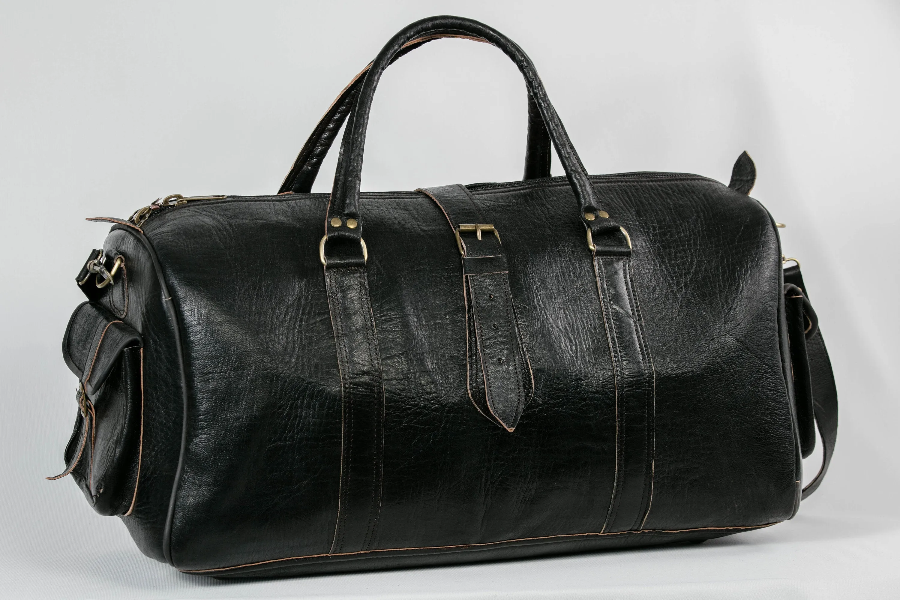 Leather bag luggage, Weekender Vintage Men's Genuine large brown weekend Travel, Waxed Duffle Bag