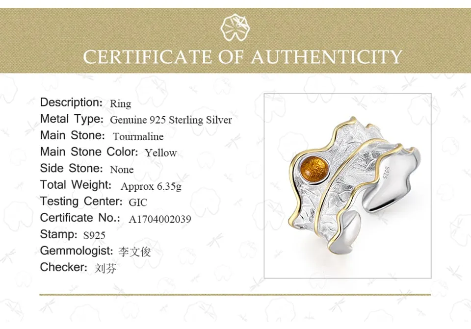 Lotus Real 925 Sterling Silver Ring Natural Tourmaline Gemstones Fine
