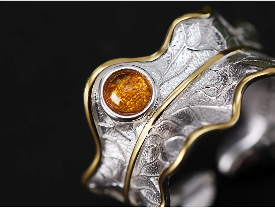 Lotus Real 925 Sterling Silver Ring Natural Tourmaline Gemstones Fine