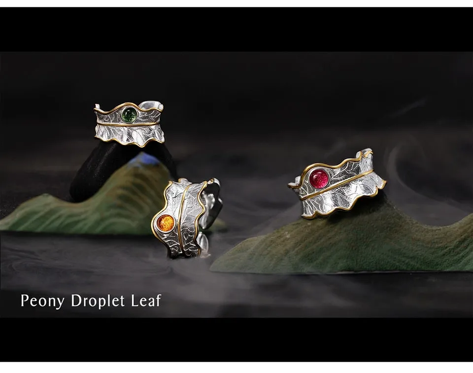 Lotus Real 925 Sterling Silver Ring Natural Tourmaline Gemstones Fine