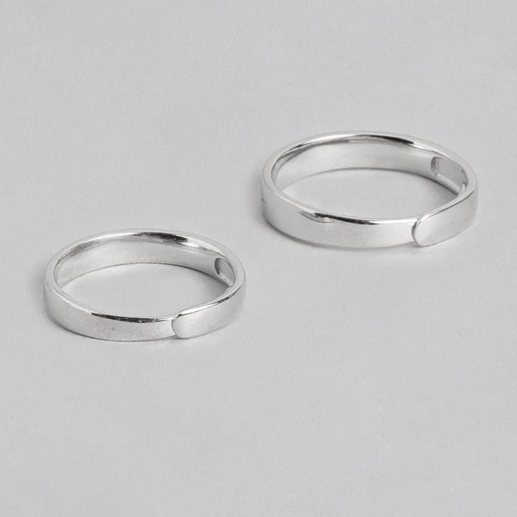 Love Line 925 Sterling Silver Couple Ring Bands (Adjustable)