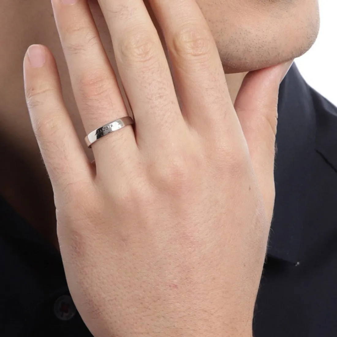 Love Line 925 Sterling Silver Couple Ring Bands (Adjustable)