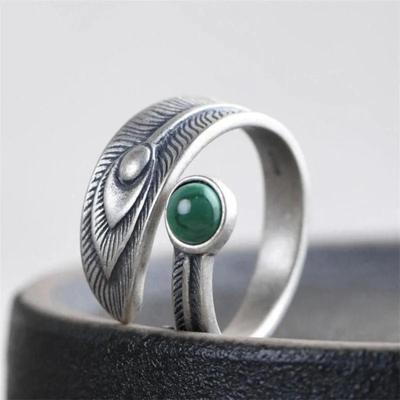 Malachite Feather Abundance Ring