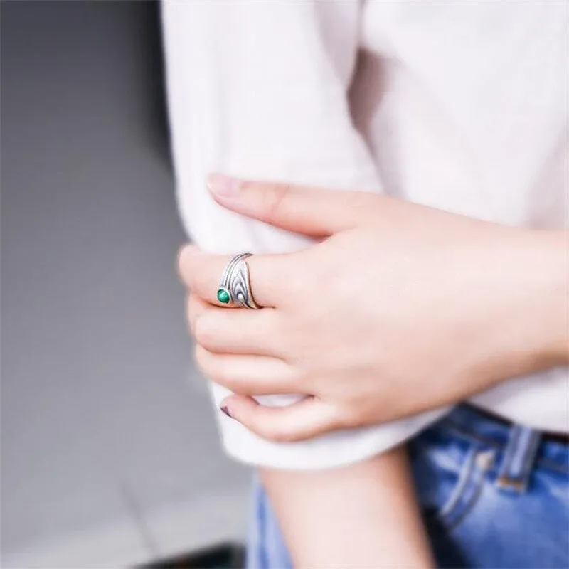 Malachite Feather Abundance Ring