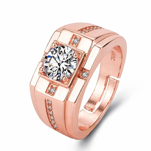 Men's Moissanite Diamond Ring with Channel Paves.