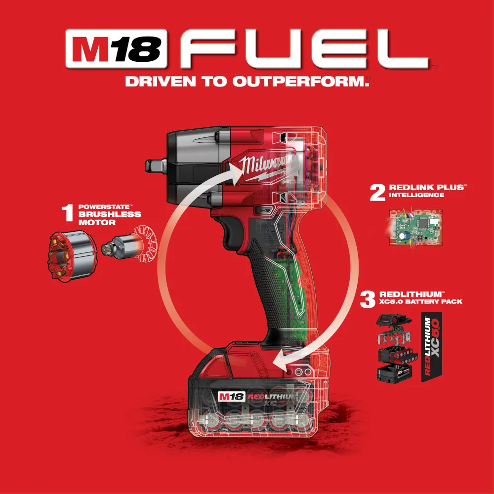 Milwaukee M18 Fuel 3/8 Mid-Torque Impact Wrench with Friction Ring Kit